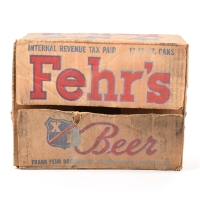 Fehrs XL Beer 12-Can Cardboard Crowntainer Carton and 2 Cans 193-25