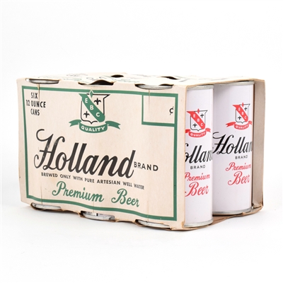 Holland Beer 1950s 6-Pack Carton and 6 Flat Tops 83-10