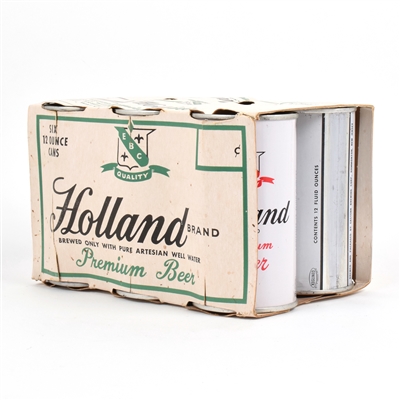 Holland Beer 1950s 6-Pack Carton and 6 Flat Tops 83-10