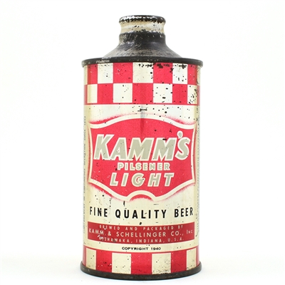 Kamms Light beer Cone Top COPYRIGHT ON FACE 170-21 SCARCE