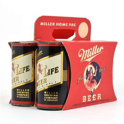 Miller Beer 1950s Cardboard 6-Pack Holder and 6 Flat Tops 99-36