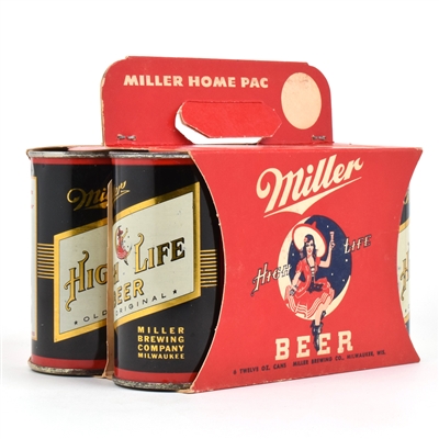Miller Beer 1950s Cardboard 6-Pack Holder and 6 Flat Tops 99-36