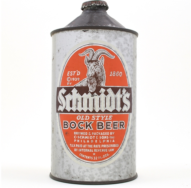 Schmidts Bock Beer Quart Cone Top 219-9 RARE