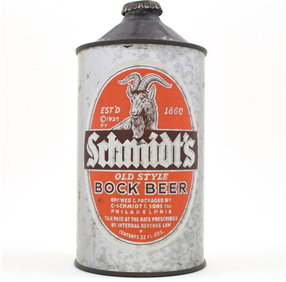 Schmidts Bock Beer Quart Cone Top 219-9 RARE