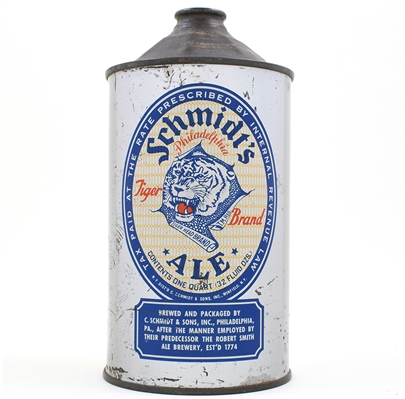Schmidts Cream Ale Quart Cone Top PHILA IN ARC 218-15 TIGER