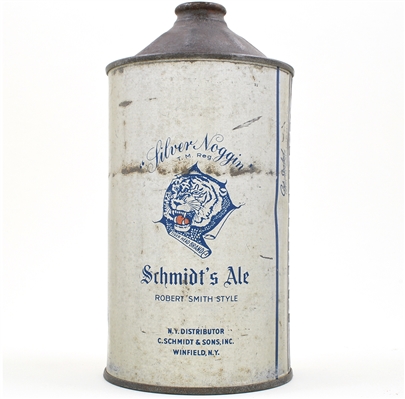Schmidts Cream Ale Quart Cone Top SILVER 218-18 TIGER