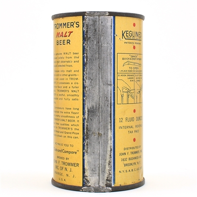 Trommers Malt Beer Instructional Flat Top 139-30 OI 797 R8 RARITY