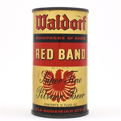 Waldorf Red Band Beer Instructional Flat Top 144-4 OI 859 EXCELLENT
