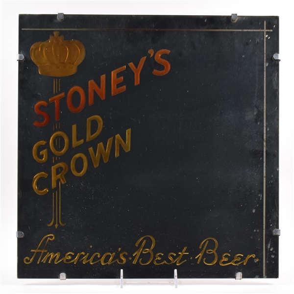 Stoneys Gold Crown Beer 1930s Mirrored Sign