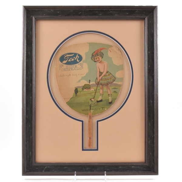 Tech Ice Cream Prohibition Era Cardboard Fan POLLY T GOLF RARE