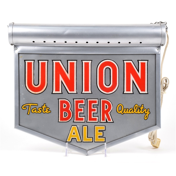 Union Beer-Ale Porcelain Enameled Glass GILLCO Illuminated Sign RARE