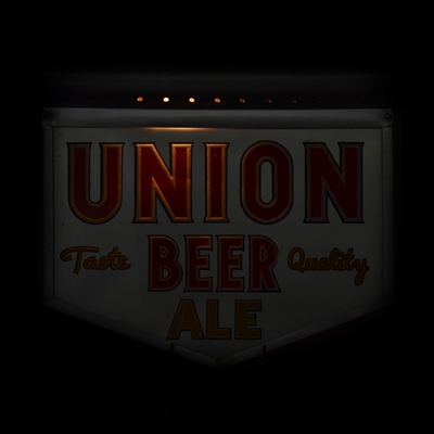 Union Beer-Ale Porcelain Enameled Glass GILLCO Illuminated Sign RARE