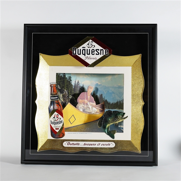 Duquesne Pilsener Outsells Because It Excels 3D Framed Fishing Scene Sign