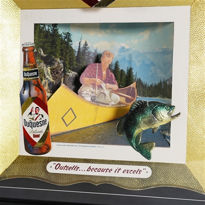 Duquesne Pilsener Outsells Because It Excels 3D Framed Fishing Scene Sign