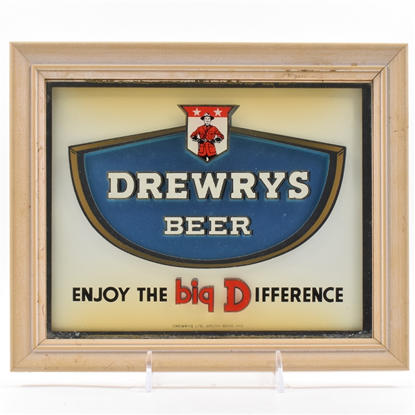 Drewrys Big D 1950s Reverse Painted Glass Sign