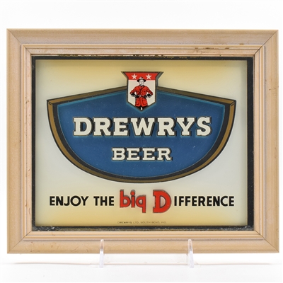 Drewrys Big D 1950s Reverse Painted Glass Sign