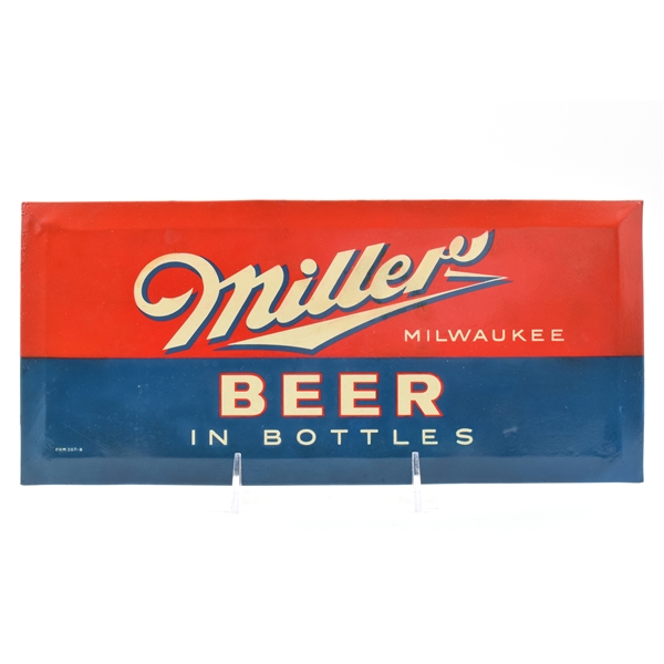 Miller Beer In Bottles 1930s Tin-Over-Cardboard Sign