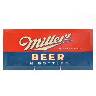 Miller Beer In Bottles 1930s Tin-Over-Cardboard Sign