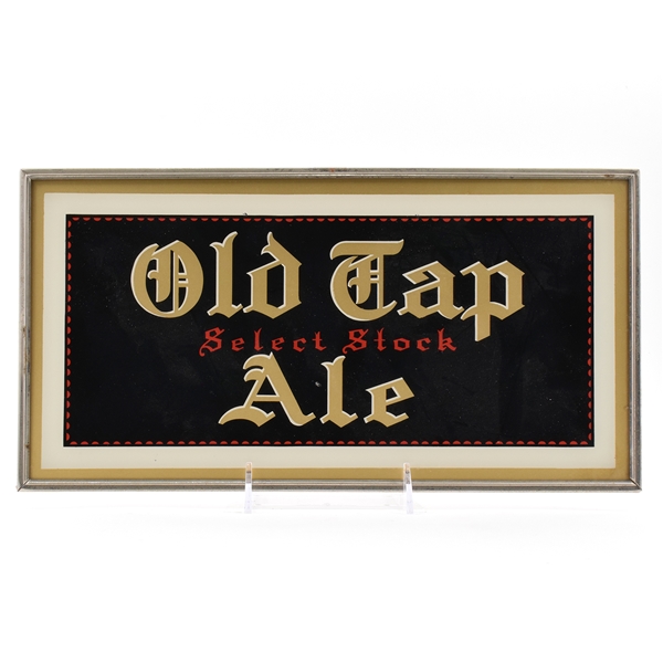 Old Tap Ale 1940s Reverse Painted Glass Sign SCARCE
