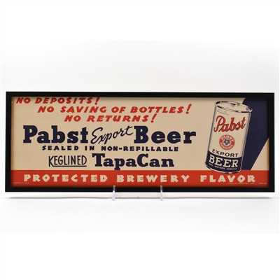 Pabst Export Beer 1930s Paper or Card Stock Sign KEGLINED CANS