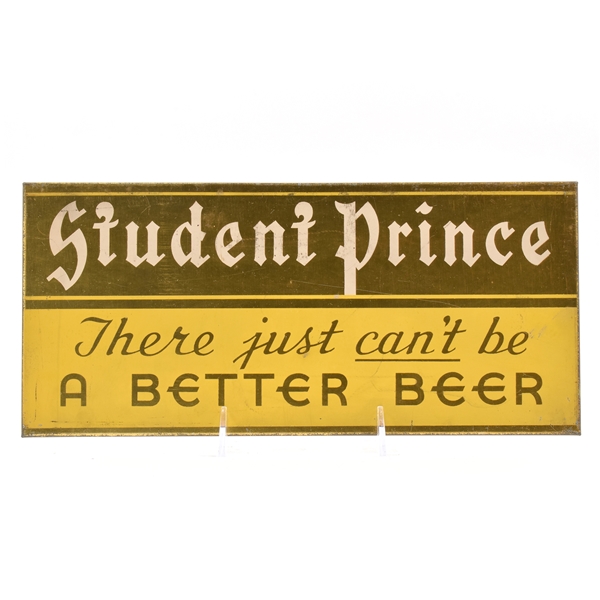 Student Prince Beer 1930s Tin-Over-Cardboard Sign