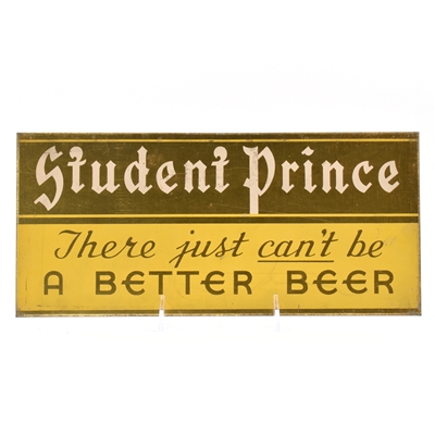 Student Prince Beer 1930s Tin-Over-Cardboard Sign