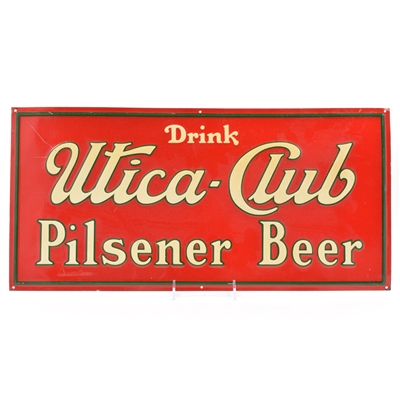 Utica Club Pilsener Beer 1930s Embossed Tin Sign CLEAN