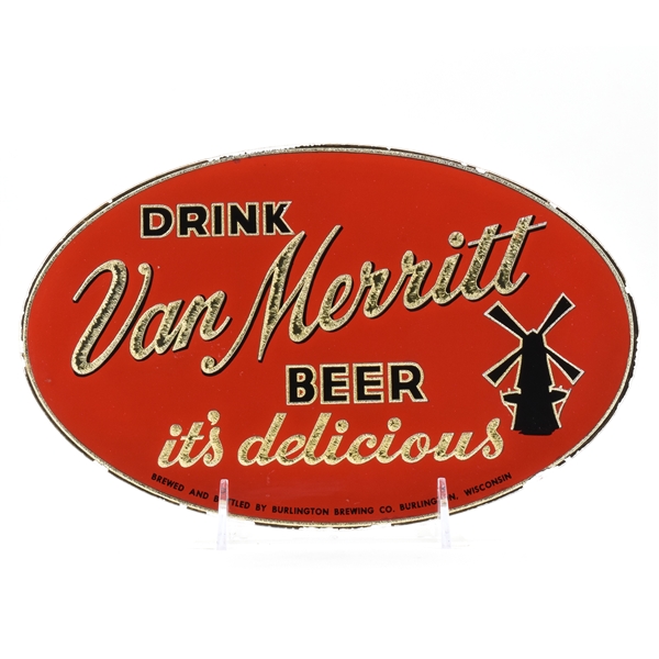 Van Merritt Beer 1940s Reverse-Painted Glass Sign SWEET