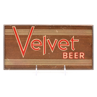 Velvet Beer 1930s Wood Sign ABNER DRURY