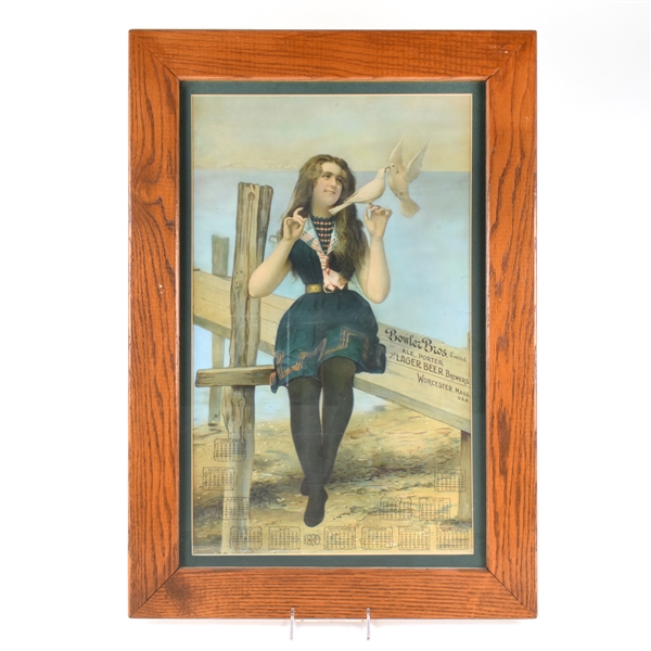 Bowler Bros Pre-Pro Nautical Scene Pretty Lady Chromolithograph RARE