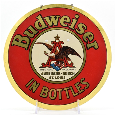 Budweiser In Bottles 1930s Tin Easel Sign SCARCE SHARP