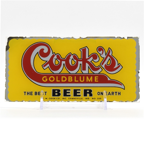 Cooks Goldblume Beer 1940s Reverse Painted Glass Sign