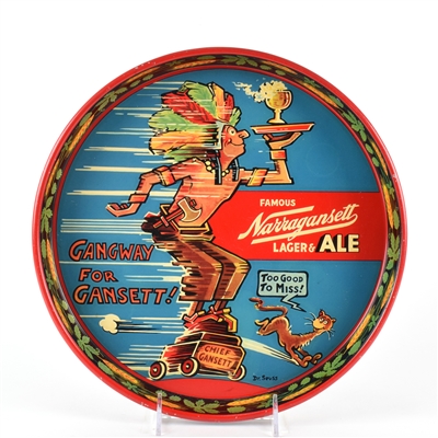 Narragansett Lager-Ale 1940s Serving Tray SEUSS CHIEF GANSETT