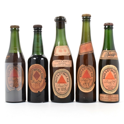 Bass Pale Ale and Stout Bottles Lot of 5
