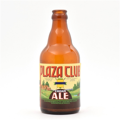 Plaza Club Cream Ale 1930s Steinie Bottle CRISP 3 Lines Variation