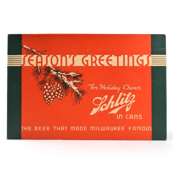 Schlitz Cap-Sealed Cone Top 1940s Holiday Carton Packaging
