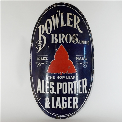 Bowler Bros Ales Porter Lager Pre-Pro Porcelain Corner Sign RARE