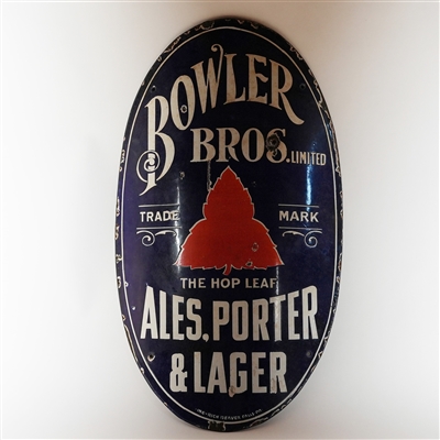 Bowler Bros Ales Porter Lager Pre-Pro Porcelain Corner Sign RARE