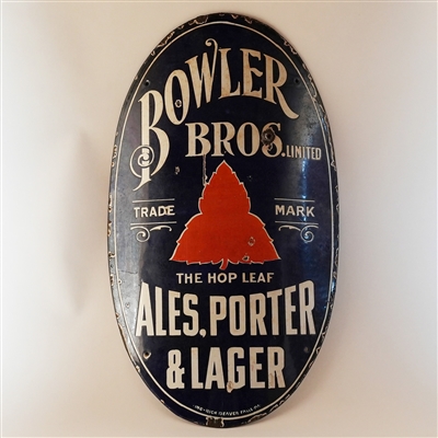 Bowler Bros Ales Porter Lager Pre-Pro Porcelain Corner Sign RARE