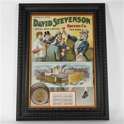 David Stevenson Pre-Prohibition UNCLE SAM Factory Scene Chromolithograph MINTY RARE