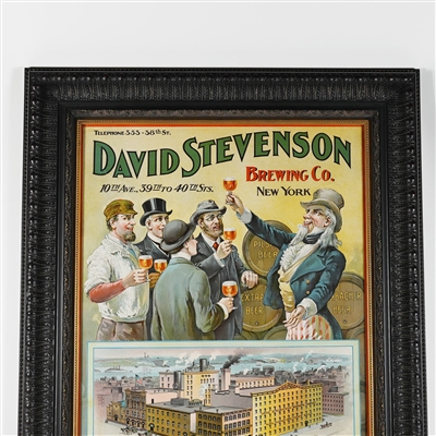 David Stevenson Pre-Prohibition UNCLE SAM Factory Scene Chromolithograph MINTY RARE