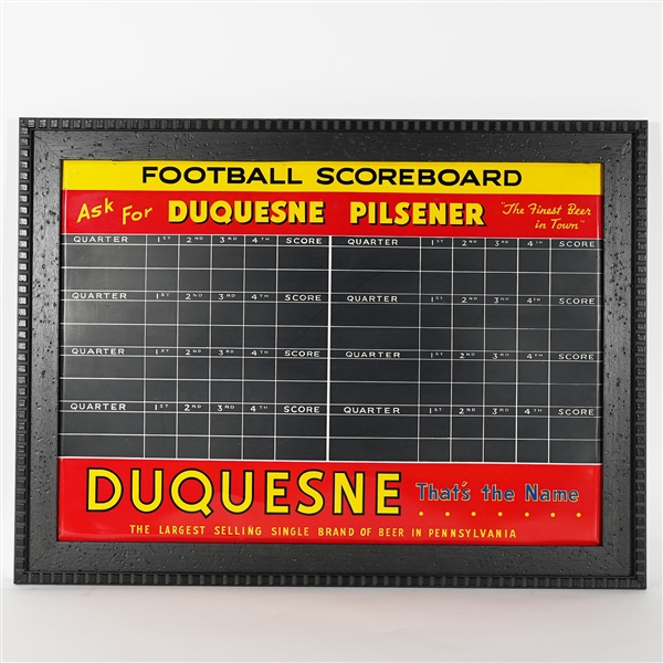 Duquesne Pilsener FOOTBALL Scoreboard Framed Tin Sign
