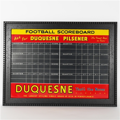 Duquesne Pilsener FOOTBALL Scoreboard Framed Tin Sign