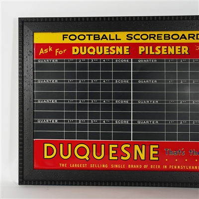 Duquesne Pilsener FOOTBALL Scoreboard Framed Tin Sign