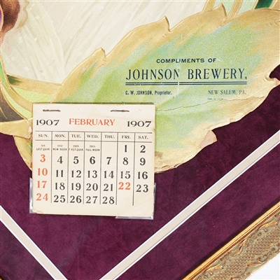 Johnson Brewery 1907 Framed Diecut Calendar Sign RARE