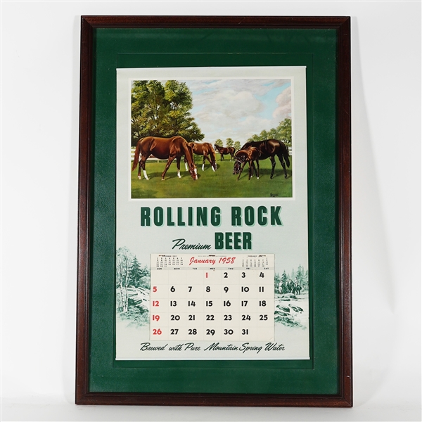 Rolling Rock Beer 1958 Horse Equestrian Advertising Calendar