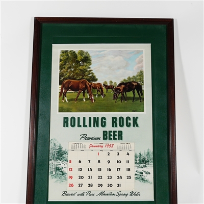 Rolling Rock Beer 1958 Horse Equestrian Advertising Calendar