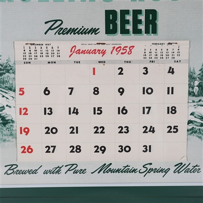 Rolling Rock Beer 1958 Horse Equestrian Advertising Calendar