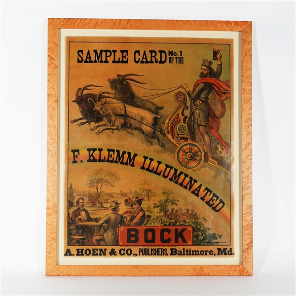 A. Hoen Lithographer Sample Card No 1 F. Klemm Illuminated Bock 1880s Chromolithograph