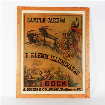 A. Hoen Lithographer Sample Card No 1 F. Klemm Illuminated Bock 1880s Chromolithograph